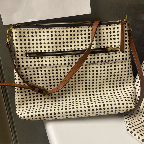 Fossil Brand Tote Bag And Matching Purse Polka Dot Set - Picture 3 of 8